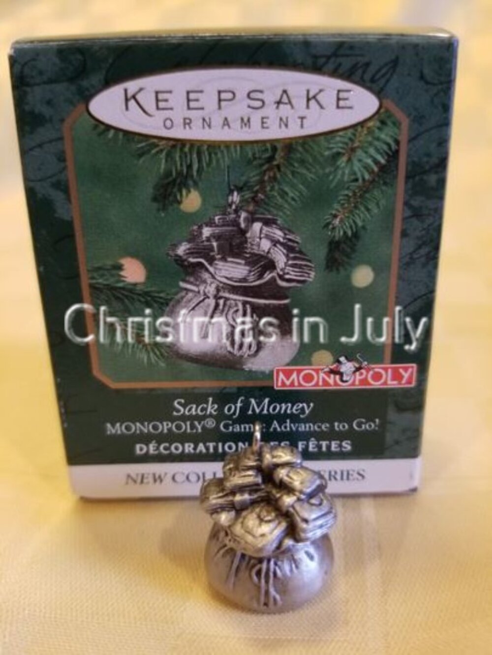Hallmark 2000 Sack of Money Monopoly miniature game series Christmas Ornament